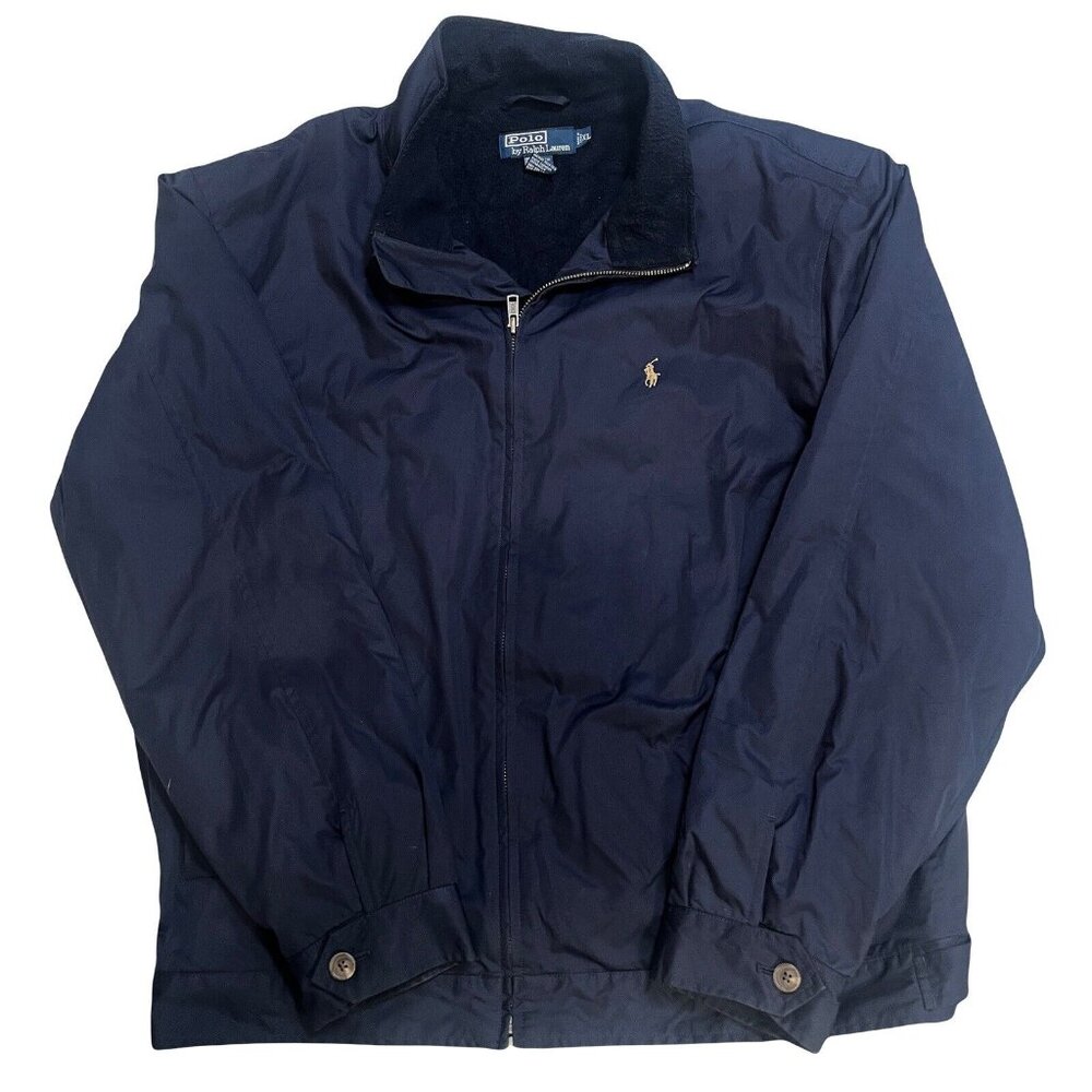 Polo Ralph Lauren Vintage Jacket Inner Fleece Full Zip Aviator Men XL Blue